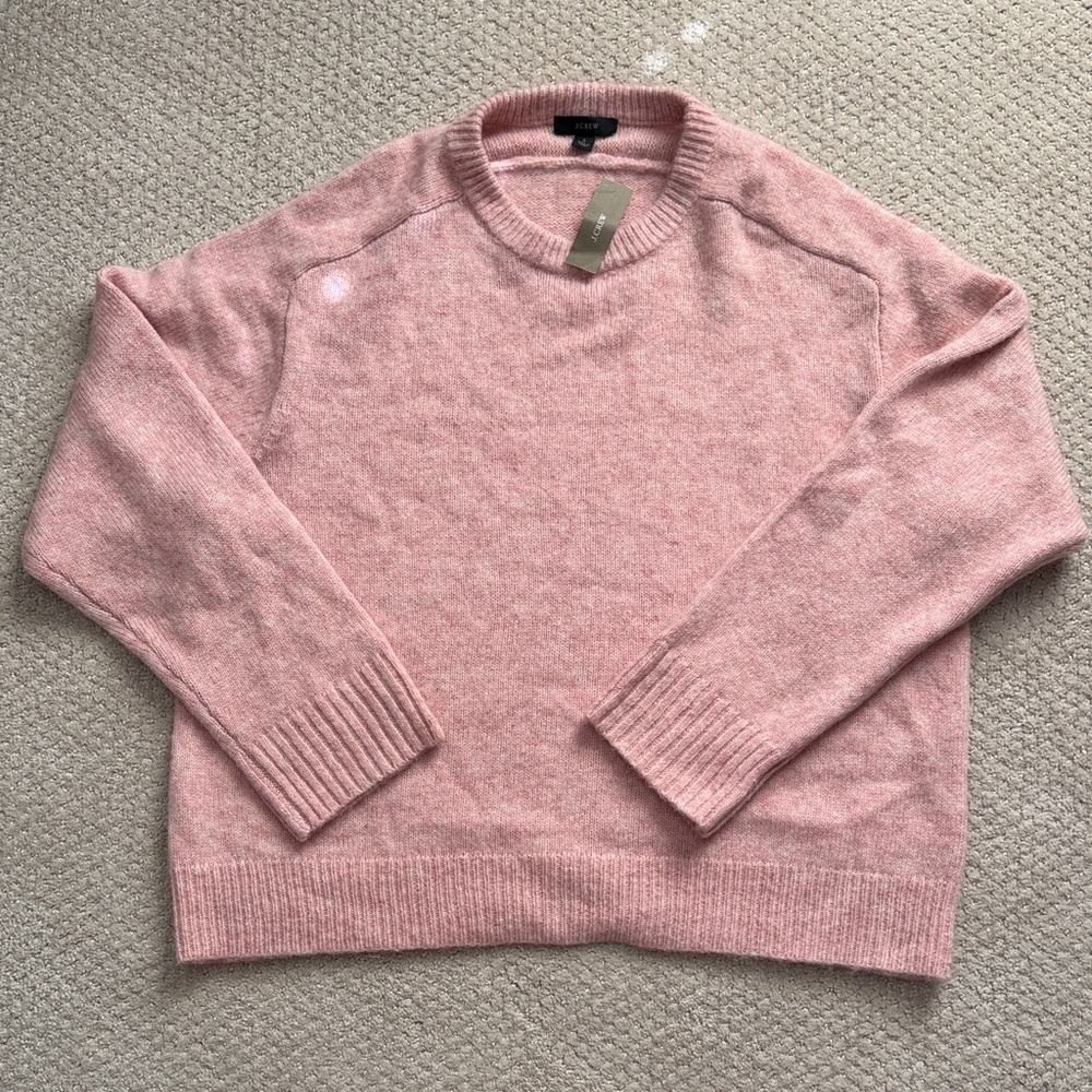 J. Crew Pink Heathered Wool Blend Sweater L